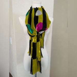 Charles Jourdan Paris Silk Scarf • Made in Italy • Large Designer Statement Wrap